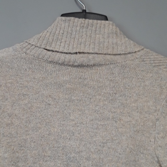 CUPIO Tan Knit Angled Front Zip Up Wool Sweater - Picture 8 of 8